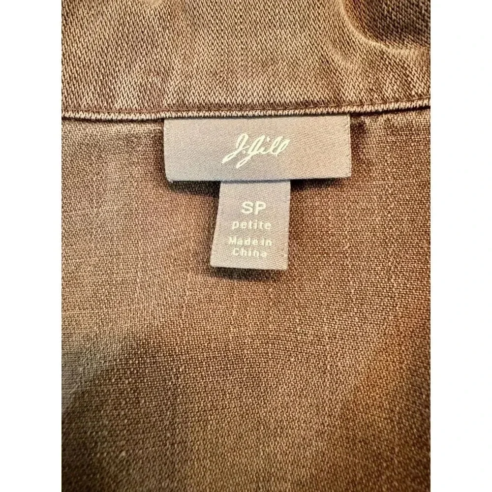 J.Jill Brown Button Down Lightweight Collared Jacket Small Petite‎